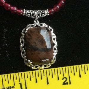 ⚜️ Genuine Coffee Obsidian w/Red Quartzite Necklace EPLC